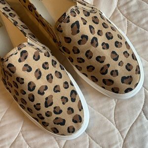 KEDS ANIMAL PRINT SLIP ON SNEAKERS SIZE 10 BROWN TAN BLACK LEOPARD CHEETAH